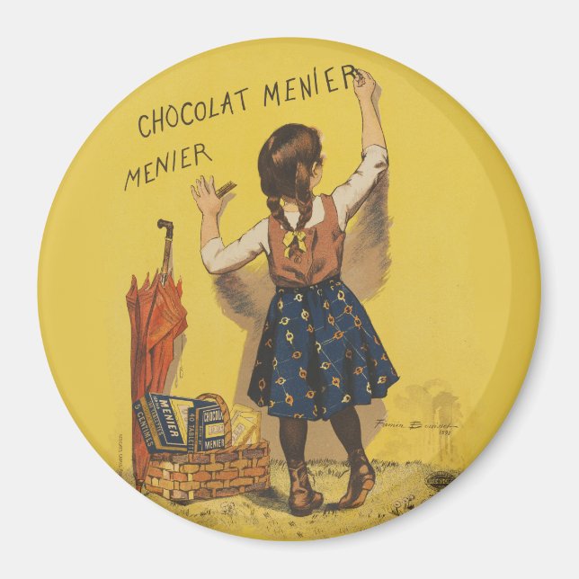 Aimant Chocolat Menier Petite fille Mur écriture (Devant)