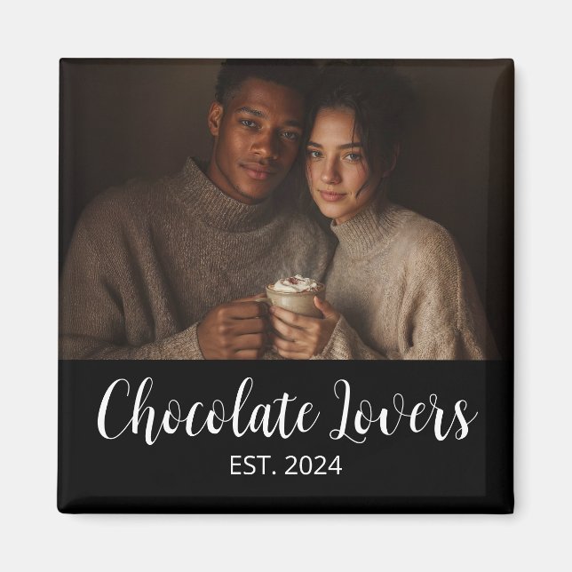 Aimant Chocolate Lovers Couple Established Photo Gift (Devant)