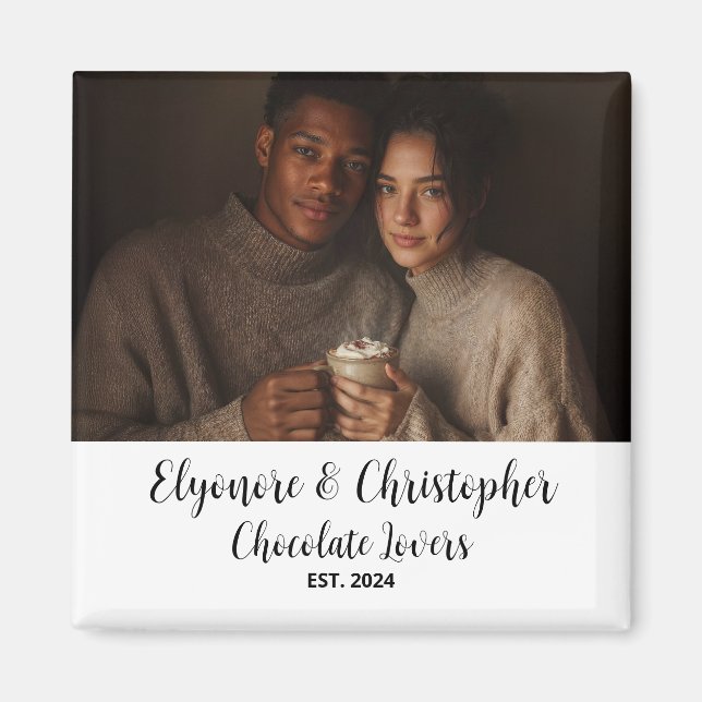 Aimant Chocolate Lovers Couple Established Photo Gift (Devant)