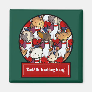 Aimant Chœur de chiens drôles de carte de Noël Chien drôl