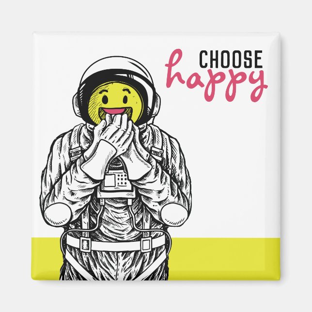 Aimant [choisissez heureux] Astronaute sourire (Devant)