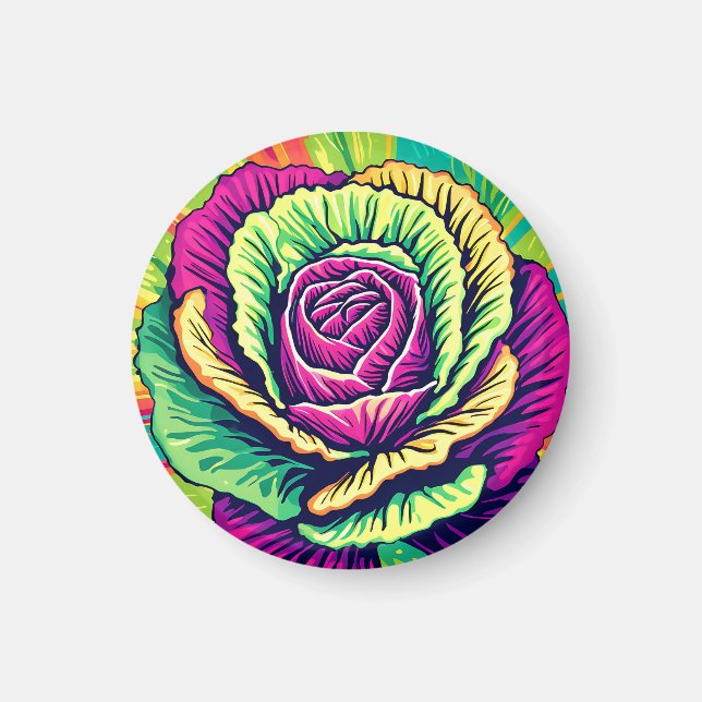 Aimant Chou vibrant Pop Art (Devant)