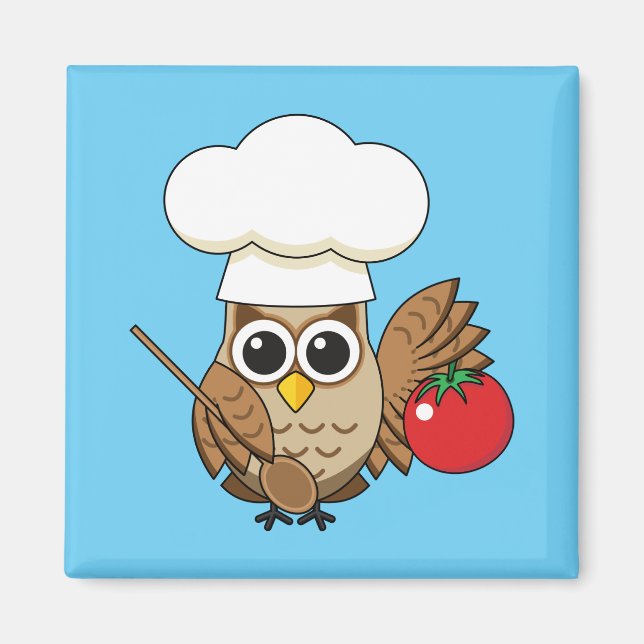 Aimant Chouette de cuisine mignonne dessin animé (Devant)