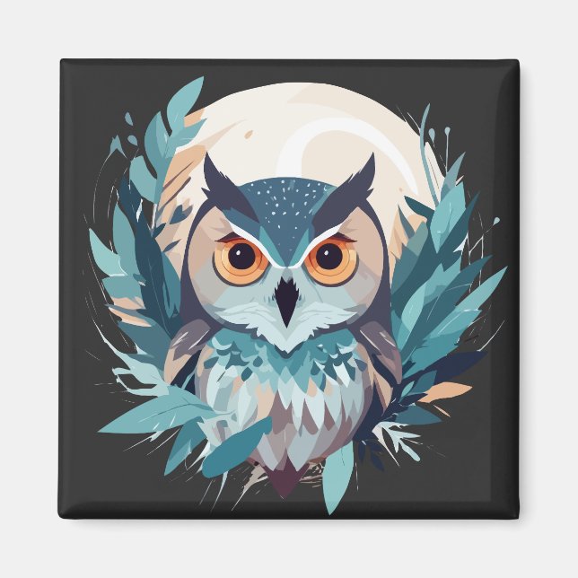 Aimant Chouette Faune Animaux Nature Extérieure Aquarelle (Devant)