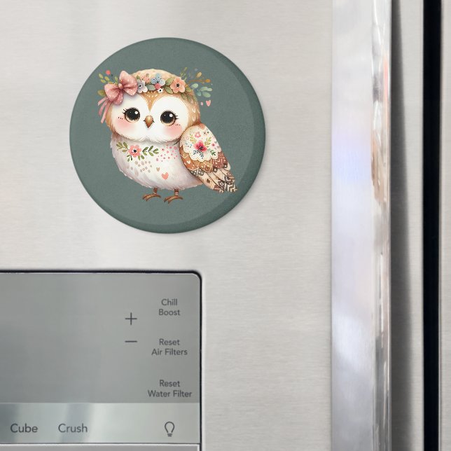 Aimant Chouette florale mignonne avec un nœud (In situ (réfrigérateur))