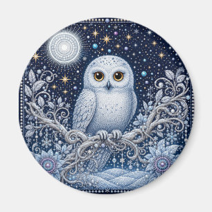 Aimant Chouette neige scintillante