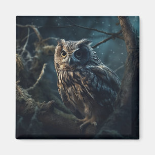 Aimant Chouette nocturne mystique - Veillée nocturne de m