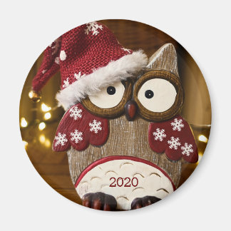 Aimant Chouette Noël Bois Mignon
