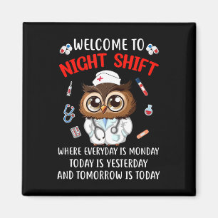 Aimant Chouette Nuit Shift Drôle Infirmière Infirmière Rn