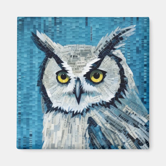 Aimant Chouette Oiseau Art Décor Peinture Mosaïque (Devant)