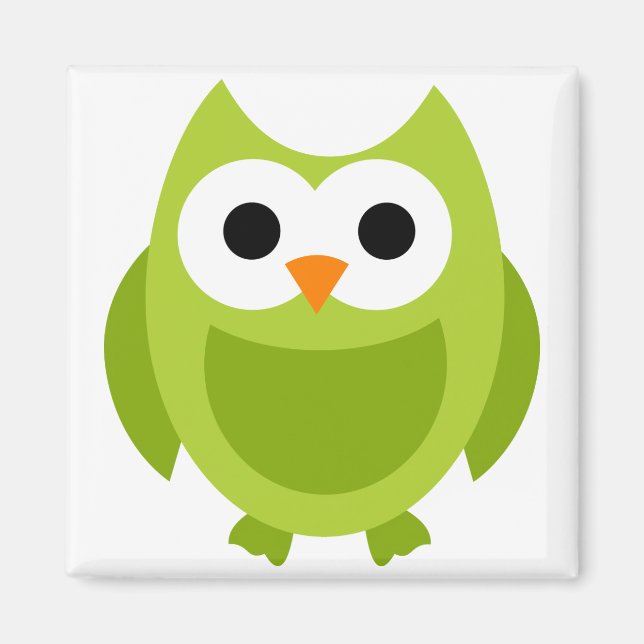 Aimant Chouette Oiseaux Oiseaux Vert mignonne Dessin anim (Devant)