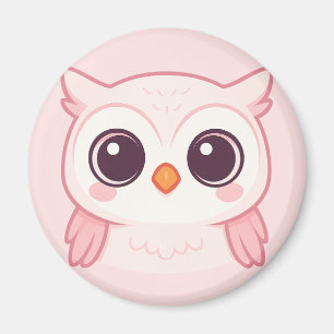 Aimant Chouette rose mignonne - Design animal Kawaii