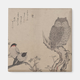Aimant Chouette taupe et corne - Kitagawa Utamaro