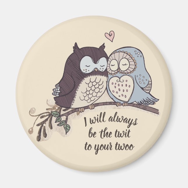 Aimant Chouettes romantiques en amour Twit Twoo (Devant)