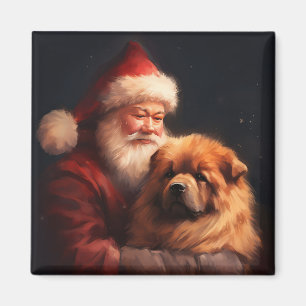 Aimant Chow Chow avec Noël Festif du Père Noël
