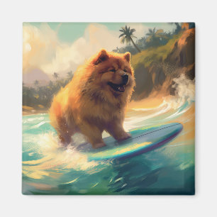 Aimant Chow Chow Beach Plage Surf Peinture