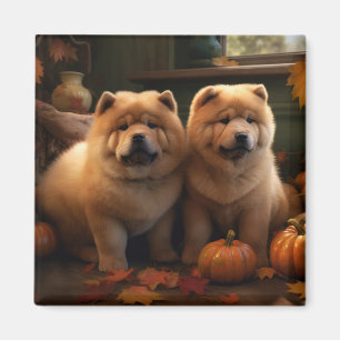 Aimant Chow Chow Chiot Automne Citrouille de plaisir