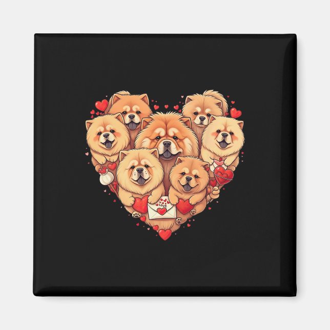 Aimant Chow Chow drôle coeur Saint Valentin Chow Chow Fem (Devant)