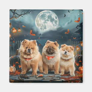 Aimant Chow Chow Halloween Effrayant