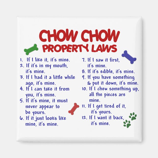 Aimant CHOW CHOW, propriété Lois (Devant)
