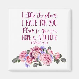 Aimant Chrétien Bible Verse Aquarelle rose Floral