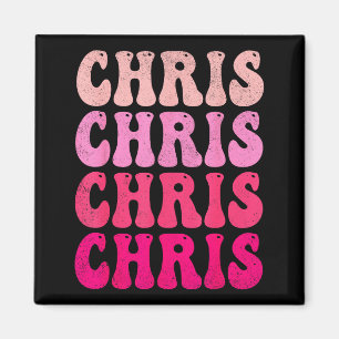 Aimant Chris groovy prénom D J'aime les t-shirts Chris Mè