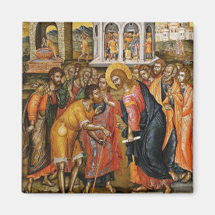 Aimant Christ guérir les aveugles par Emmanuel Tzanes