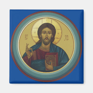 Aimant Christ Pantocrator byzantin Mosaïque Art Rond
