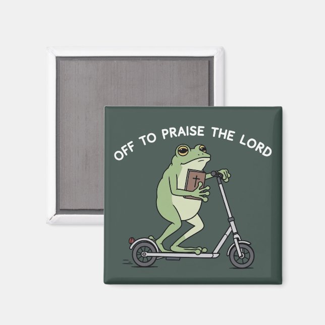 Aimant Christian Funny Frog Off To Praise The Lord Bible  (Recto/Verso)