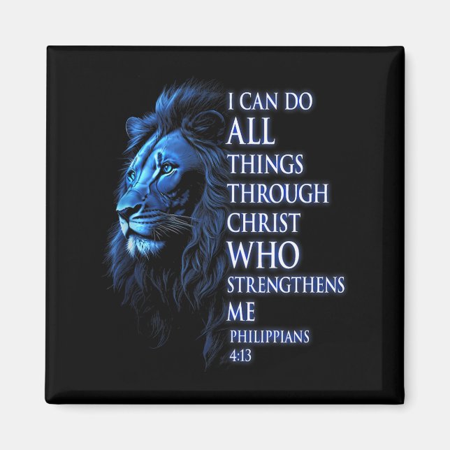 Aimant Christian I Can Do All Things Through Christ Lion  (Devant)
