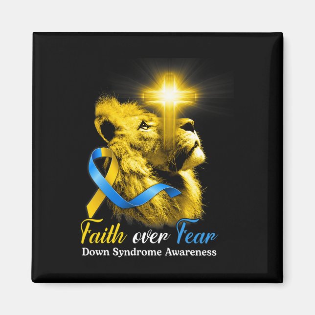 Aimant Christian Lion Cross Faith sur la peur Syndrome (Devant)