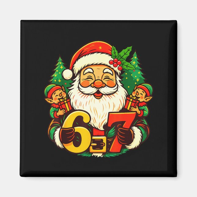 Aimant Christmas 67 Funny Xmas Santa Six Seven Meme Gen A (Devant)