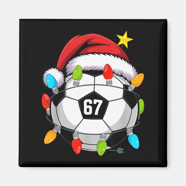 Aimant Christmas 67 Meme Soccer Ball Santa Hat Funny Xmas (Devant)
