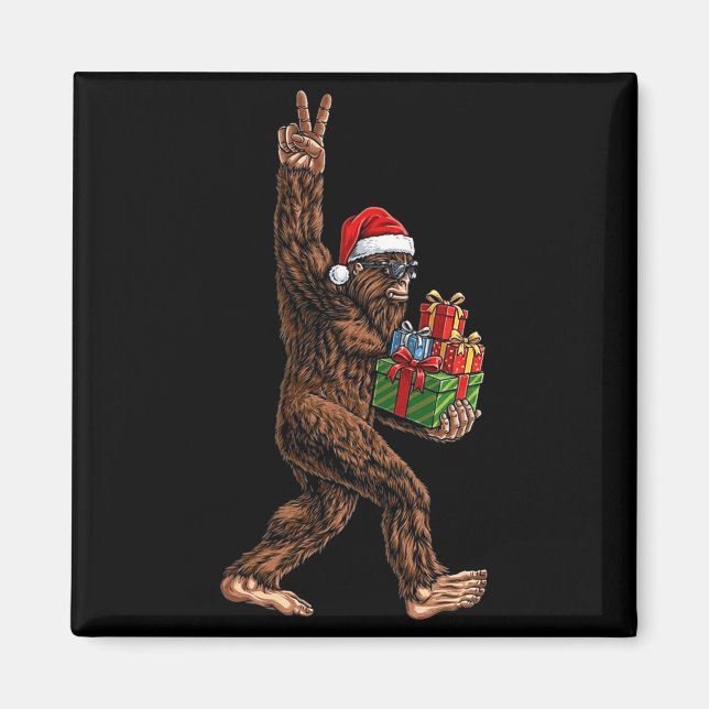 Aimant Christmas Bigfoot Santa Hat Funny Sasquatch Big Fo (Devant)
