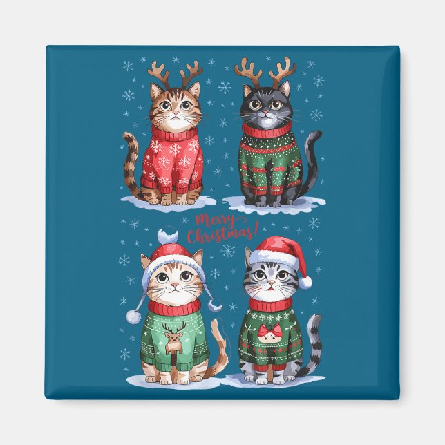 Aimant Christmas Cats _ Merry Christmas Cats Graphic  (Devant)