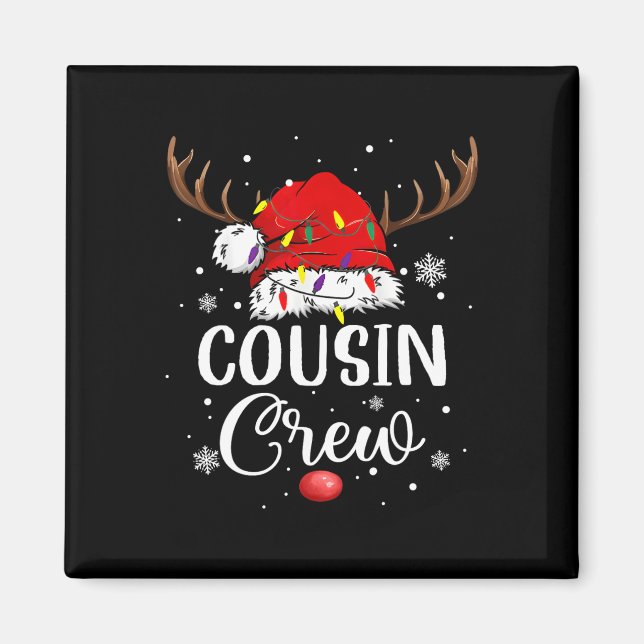 Aimant Christmas Cousin Crew Funny Santa Hat Light Kids M (Devant)