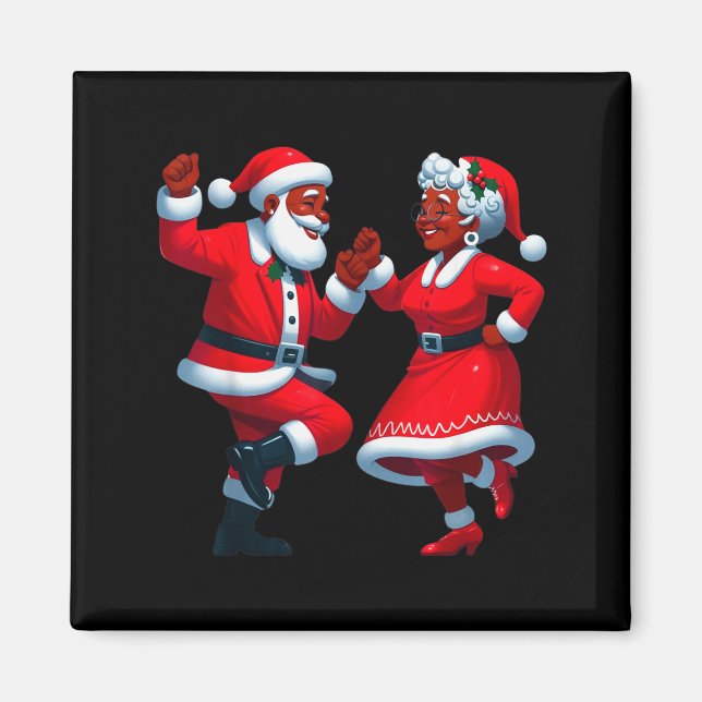Aimant Christmas Dancing Black African American Santa Mrs (Devant)