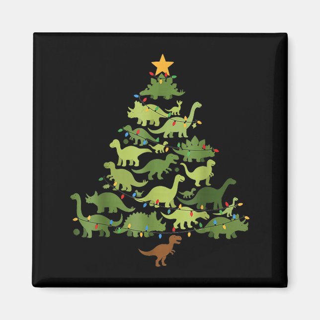 Aimant Christmas Dinosaur Tree Rex Pajamas Men Boys Kids  (Devant)