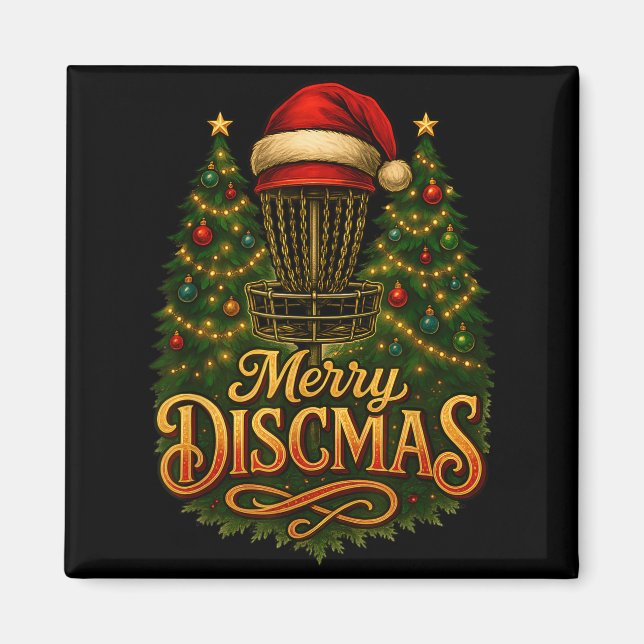 Aimant Christmas Disc Golf Merry Discmas  (Devant)