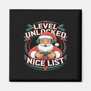 Aimant Christmas Gamer Boys Nice List jeu vidéo Père Noël
