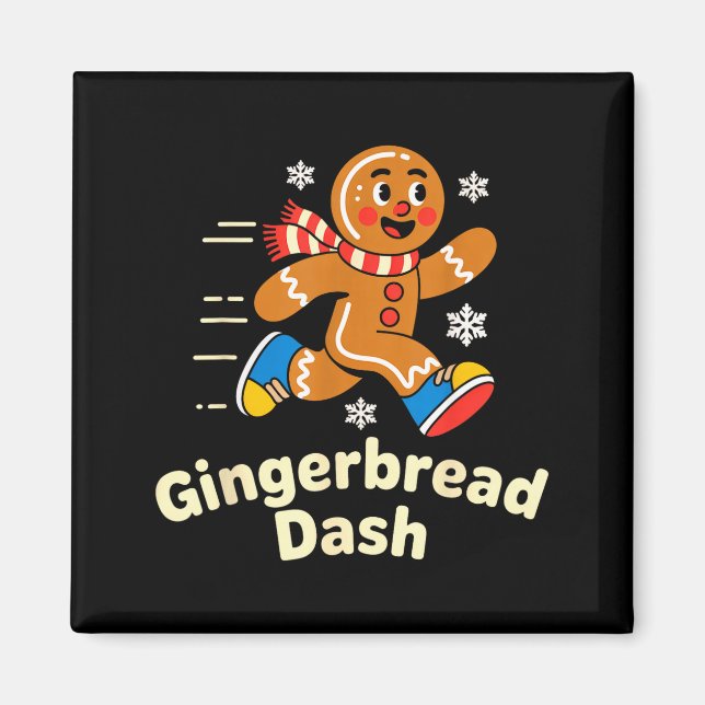 Aimant Christmas Gingerbread Dash Running Runner Xmas Mar (Devant)