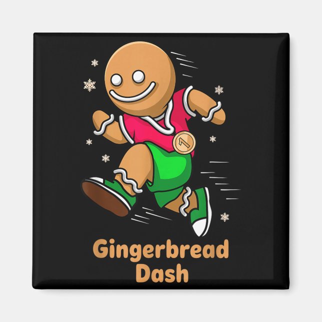 Aimant Christmas Gingerbread Dash Running Runner Xmas Mar (Devant)