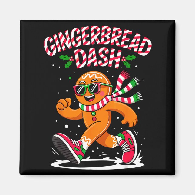Aimant Christmas Gingerbread Dash Running Runner Xmas Mar (Devant)