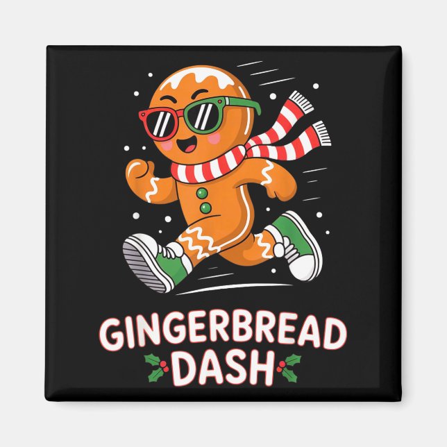 Aimant Christmas Gingerbread Dash Running Runner Xmas Mar (Devant)