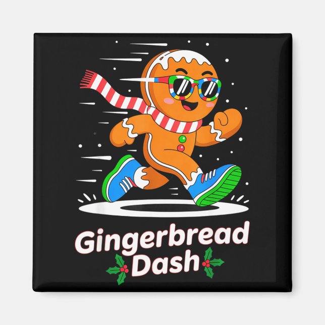 Aimant Christmas Gingerbread Dash Running Runner Xmas Mar (Devant)