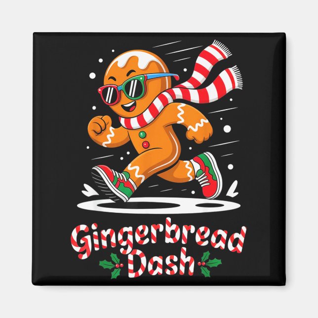 Aimant Christmas Gingerbread Dash Running Runner Xmas Mar (Devant)
