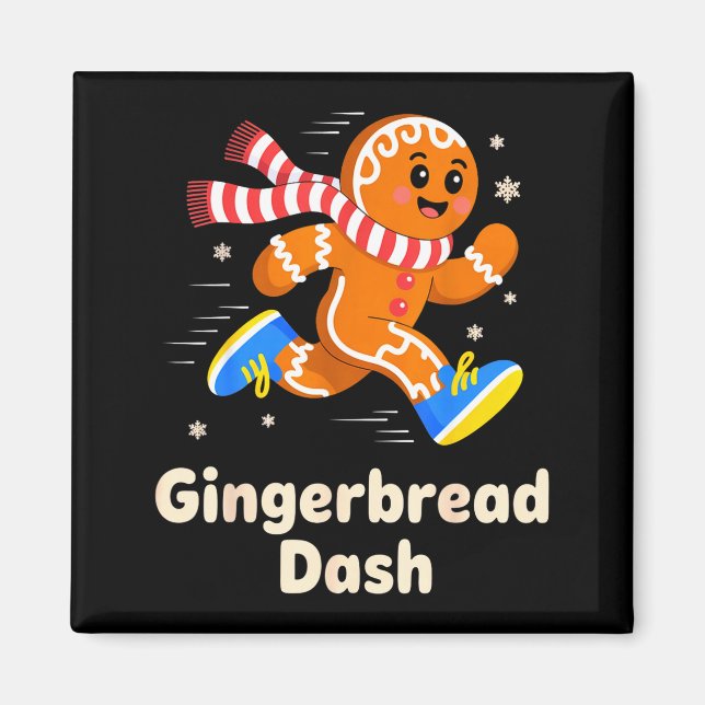 Aimant Christmas Gingerbread Dash Running Runner Xmas Mar (Devant)