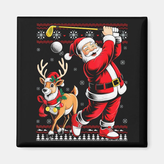 Aimant Christmas Golf Santa Golfer Christmas Pajama Reind (Devant)