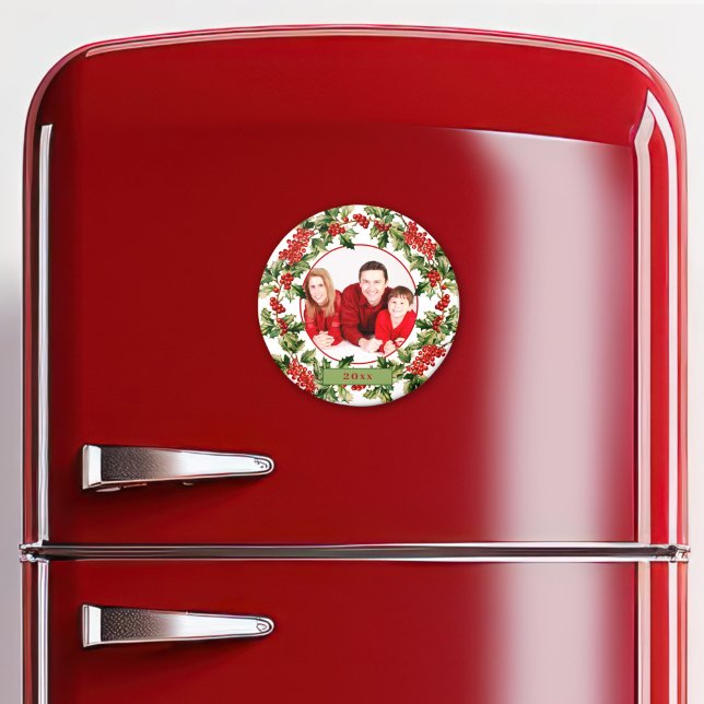 Aimant Christmas Holly Feuilles & Berries Photo personnal (Créateur téléchargé)