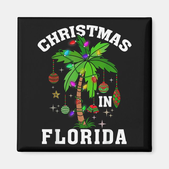 Aimant Christmas In Florida Deck The Palm Tree Xmas Winte (Devant)
